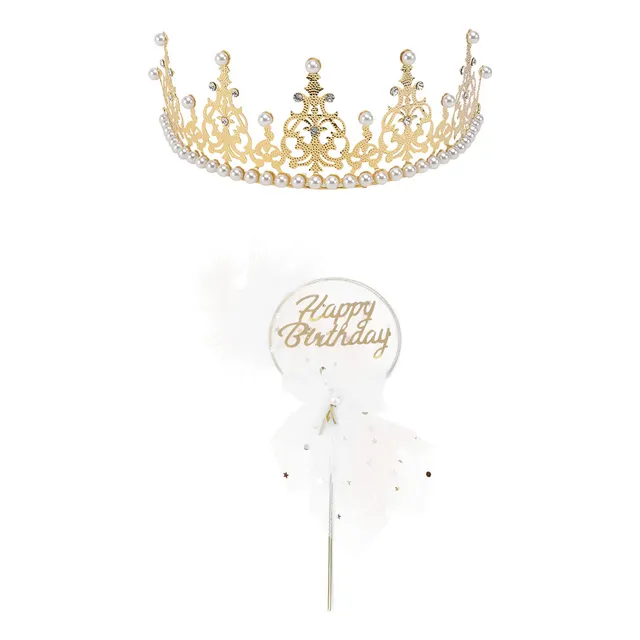 Xy 2pcs Tarjeta Con Forma De Corona De Cumpleaños, Tarta De