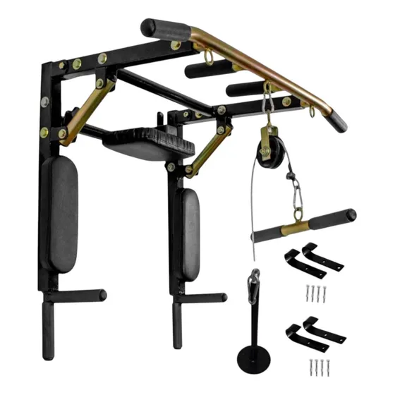 Kit Maquina Gimnasio Ejercicio Pesas Polea + Multi Barra
