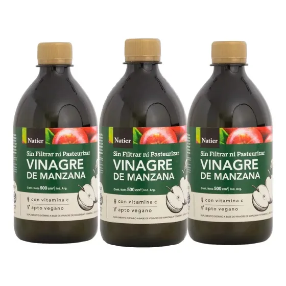 Vinagre Sidra De Manzana X3 Saciedad  Natier 500ml