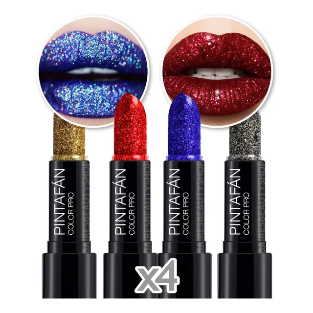 Labial Con Glitter Brillo Maquillaje Artistico Pintafan