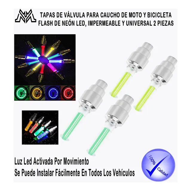 Tapas De Válvula Moto Y Bicicleta De Neón Led, Impermeable