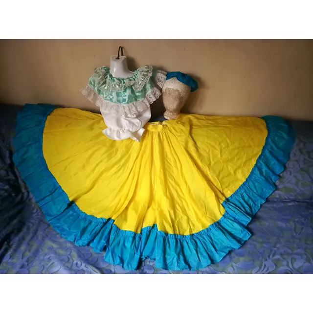 Set Llanero De Niña Talla 8-10 Años Color Limón-blanco