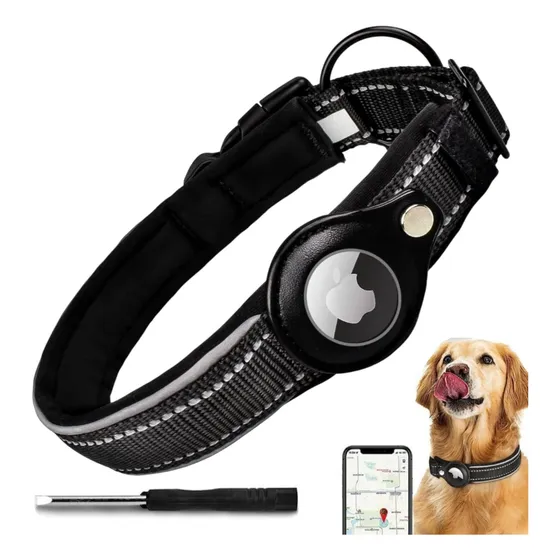 Collar Correa Perro Para Airtag Reforzada Reflectante Cs