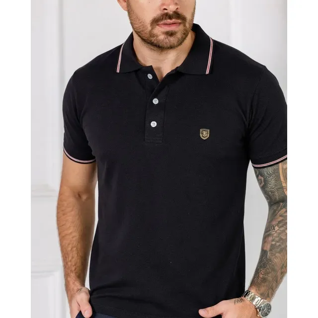 Camisa Polo Masculina Slim Camiseta Básica Algodão Premium