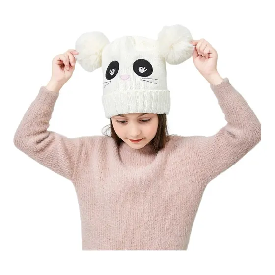 Gorro De Invierno Infantil Polar Ratoncito Con Pompones