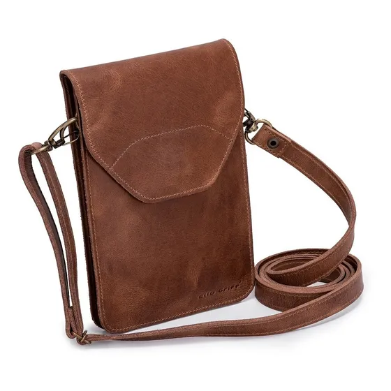 Mini Bolsa Feminina Porta Celular/documentos Couro Legítimo Cor Marrom