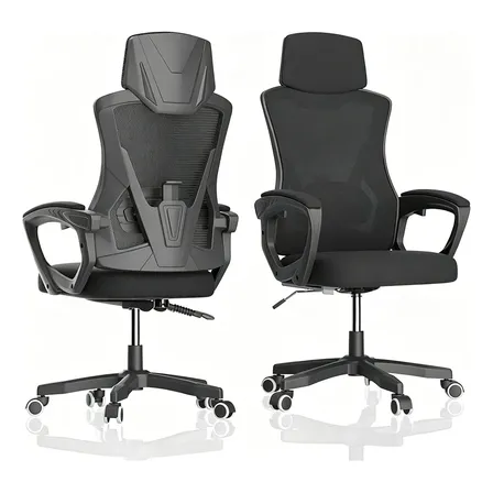 Cadeira De Escritório 818 Ergonômica Com Lombar Apoio De Pés Preto/sem Pedal Algodão