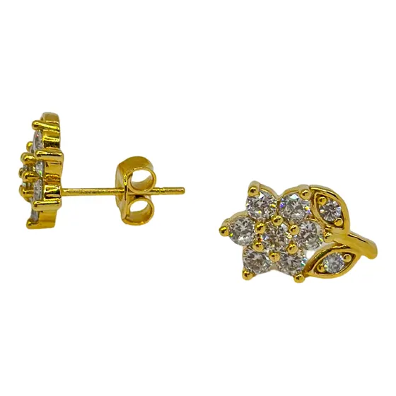 Aro Flor Circones Juvenil Enchapado Oro 18 Kl Caja Regalo