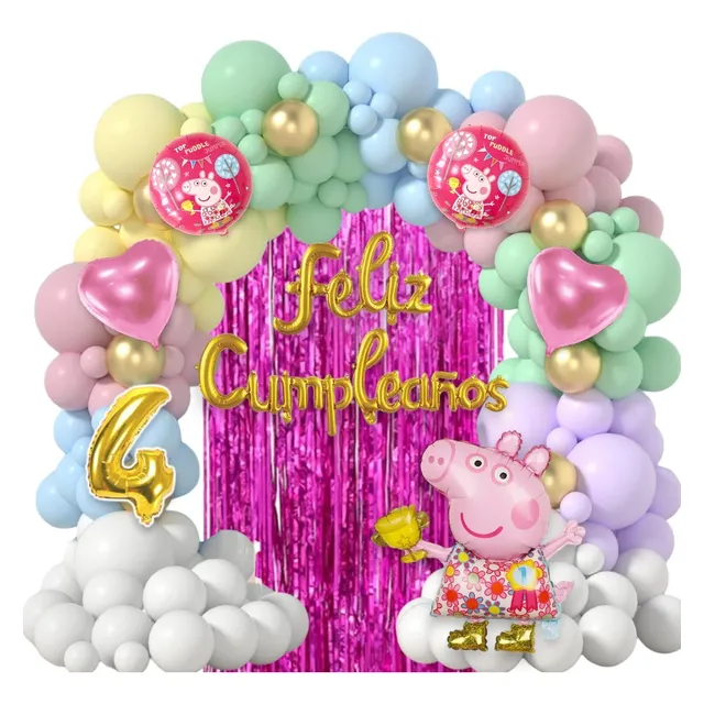 Combo Globos Decoración Fiesta Peppa Pig Cerdita Pepa Figura