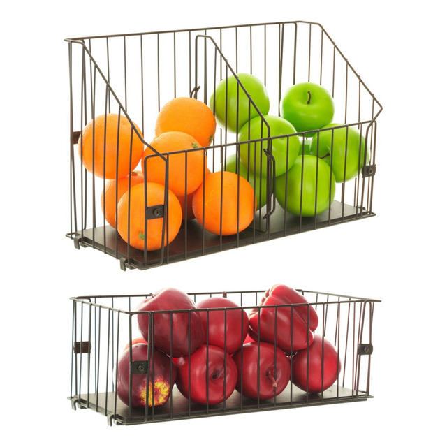 Fruteira De Parede Metaltru Aramado Cozinha Cesto Kit 1p E 1g Preto Fruteira De Parede Metaltru Aramado Cozinha Cesto Kit 1p E 1g Preto