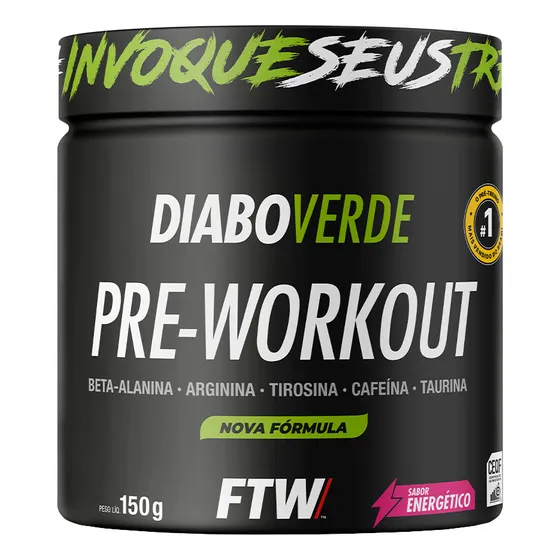 Suplemento Em Pó Pre Treino Pre Workout Pote 150g Sabor Energético FTW - DIABO VERDE