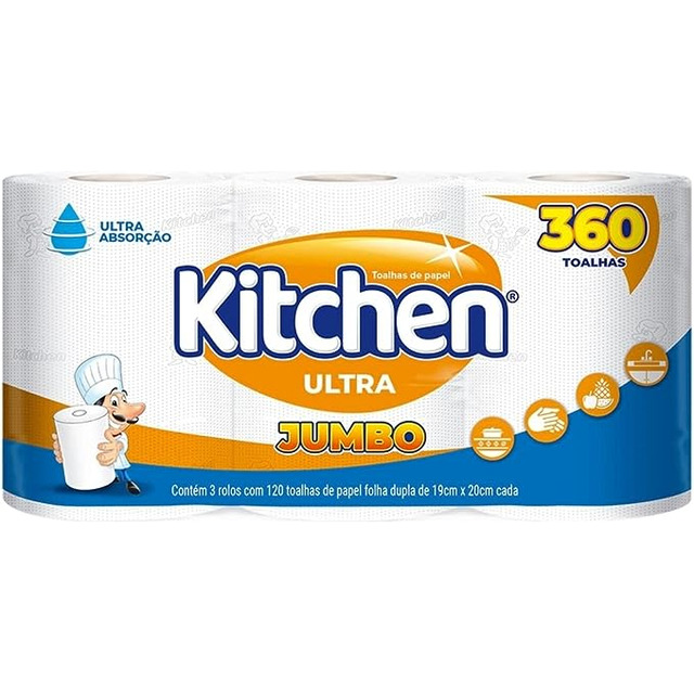 Toalha De Papel Jumbo Folha Dupla Kitchen 360 Toalha De Papel Jumbo Folha Dupla Kitchen 360