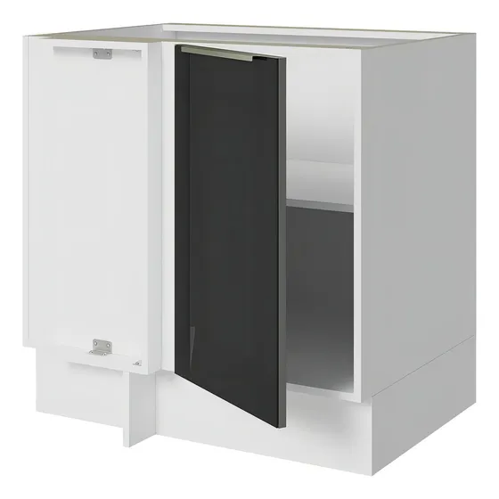 Gabinete Bajo Cocina Madesa Esquina Lux 80cm Sin Encimera Color Blanco/Negro