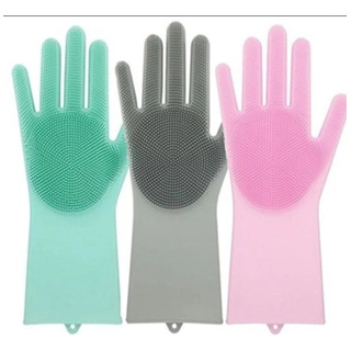 Guantes De Silicón Para Limpieza, Un Par Verde, Gris, Azul Y Amarillo Guantes De Silicón Para Limpieza, Un Par Verde, Gris, Azul Y Amarillo
