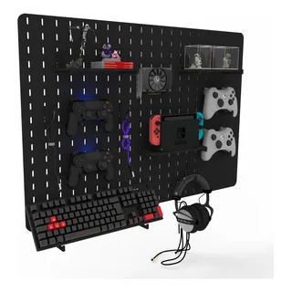 Pegboard Mdf Organizador Setup Gamer Home Office Preto 59x89 Pegboard Mdf Organizador Setup Gamer Home Office Preto 59x89