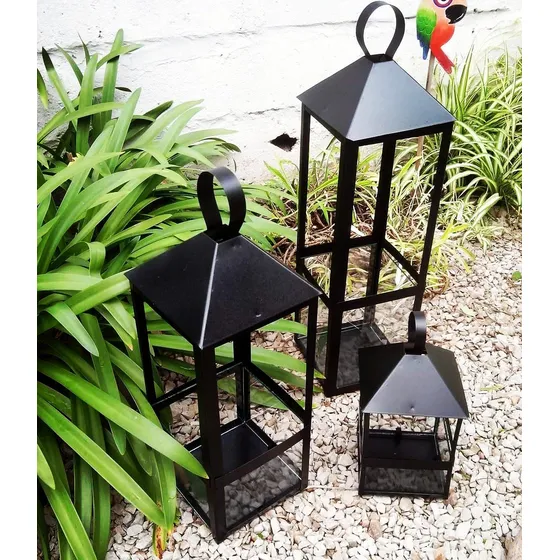 Set  X 3 Fanales Metal  Velas ! Farol Decoracion Int/ext.