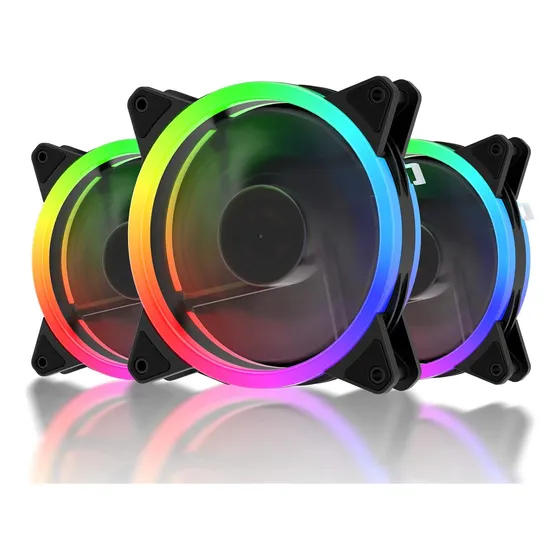 Ventilador Rgb Led 120 Mm Silenciosos. X3 Unidades. Negro.