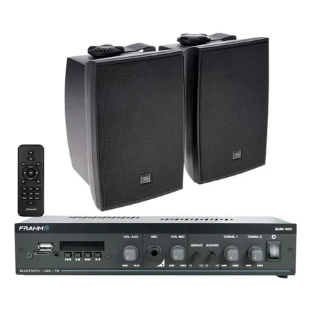 Kit Som Ambiente Frahm Slim 1600 + 02 Caixas Jbl C321 30w Preto