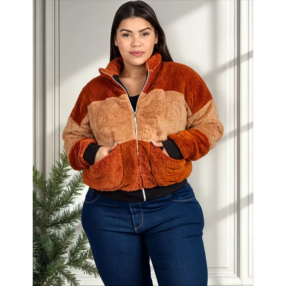 Campera Puffer Corta Corderito Bifaz Onara Invierno 