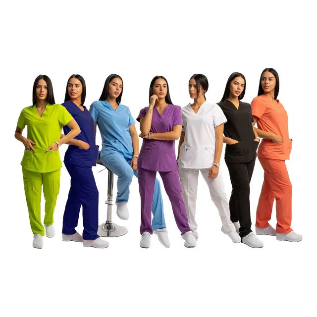 Conjunto Médico Enfermero Dama Elastizado Uniforme Entallado