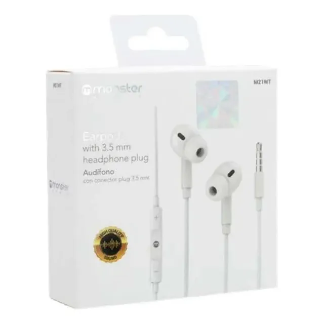 Audifono Con Microfono Monster M21 Blanco Jack 3,5