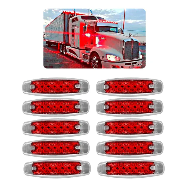 10 Piezas Plafón Lateral Peterbilt Camión 12 Led Con Estrobo