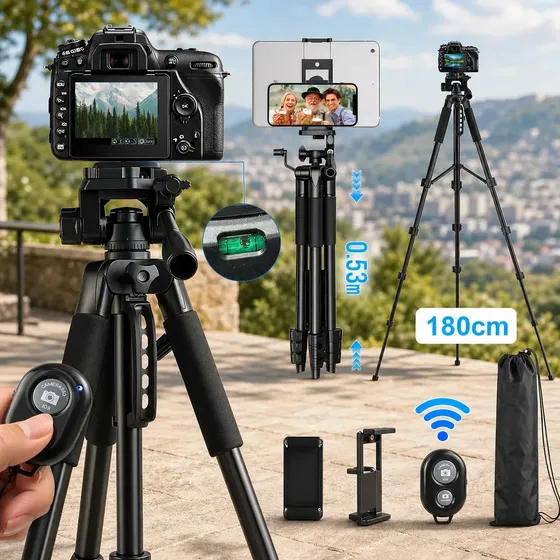 Trípode Profesional FIVGACE de 180 cm con Control Remoto para Cámara y Celular