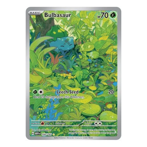 Pokemon 151 Bulbasaur Illustration Rare Carta Tcg 166/165 Bulbasaur Inglés