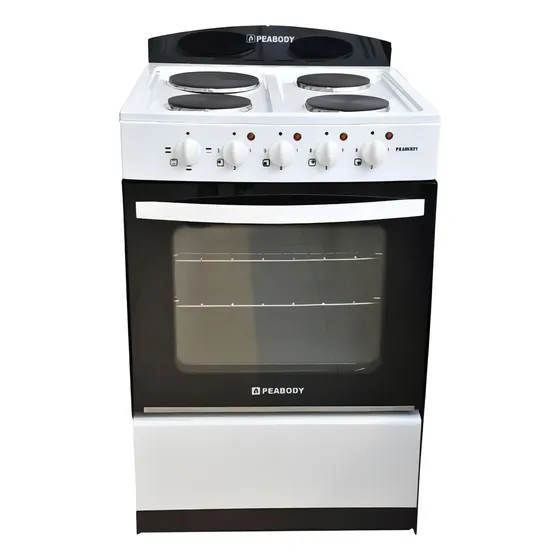 Cocina Electrica Peabody 56 Cm Blanca 4 Hornallas Horno Gril Color Blanco
