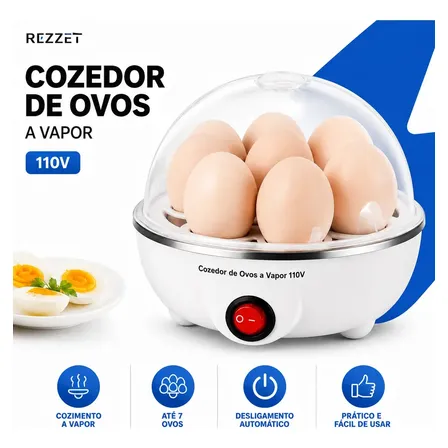 Cozedor Elétrico de Ovos Rezzet Para 7 Ovos Com Desligamento Automático