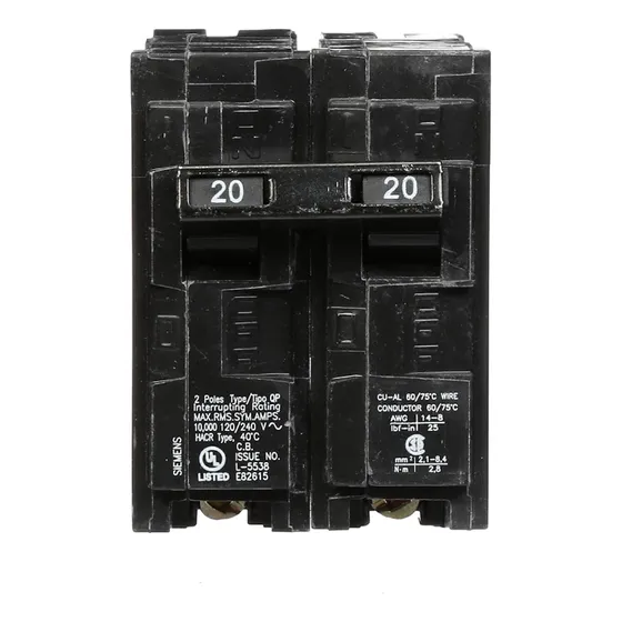 Interruptor Termomagnetico Siemens 2 Polos 20 Amperes