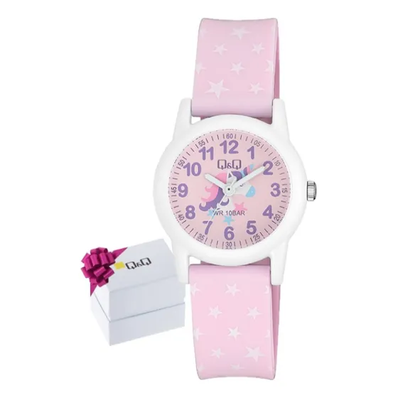 Reloj Q&q Niña Unicornio Núm.manecillas Contra Agua P/nadar