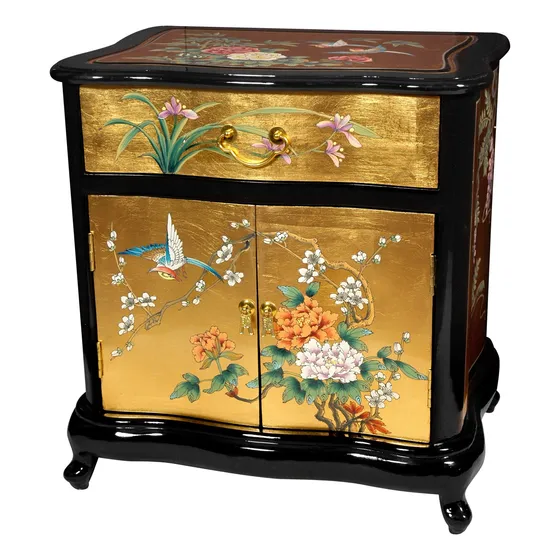 Oriental Furniture Mesa Auxiliar Hoja Dorada