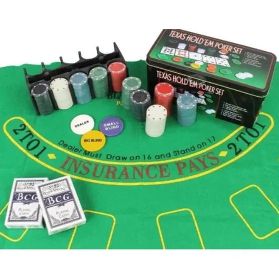 Kit profesional de póquer en lata de 200 fichas Texas Hold'em