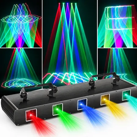 Canhão Raio Laser Show 5 Beam Rgb Dmx Iluminação Festa Dj 127/220v