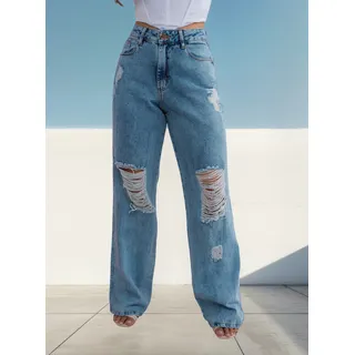 Calça Wide Leg Jeans Pantalona Modelo Novo Larga Na Perna Calça Wide Leg Jeans Pantalona Modelo Novo Larga Na Perna