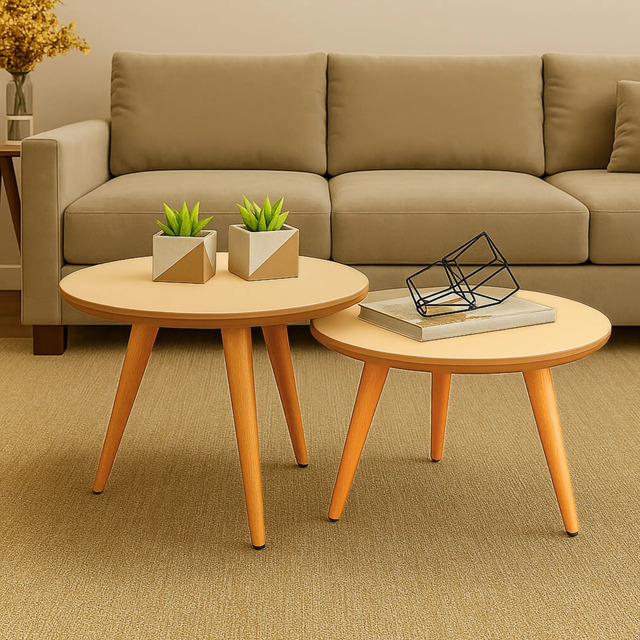 Jogo Conjunto 2 Mesa De Centro Sala Retro Várias Cores