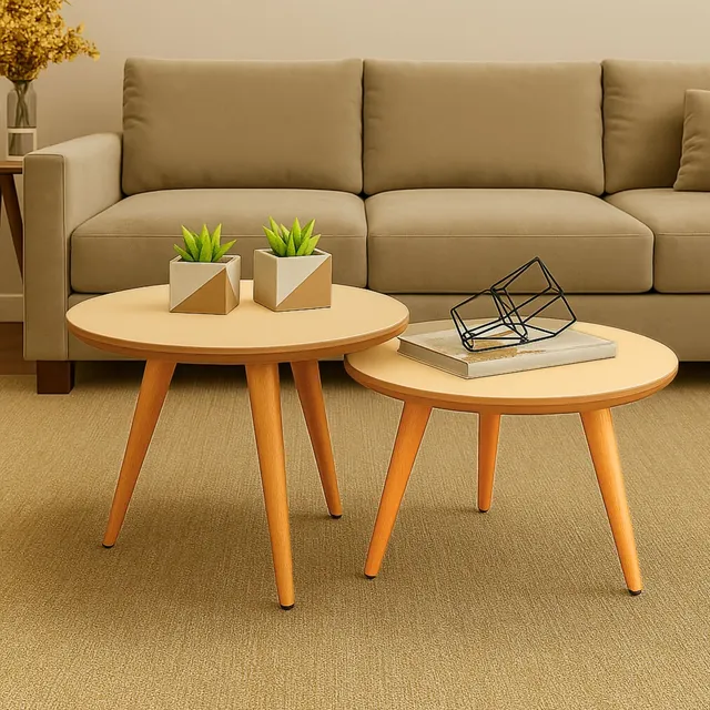 Jogo Conjunto 2 Mesa De Centro Sala Retro Várias Cores