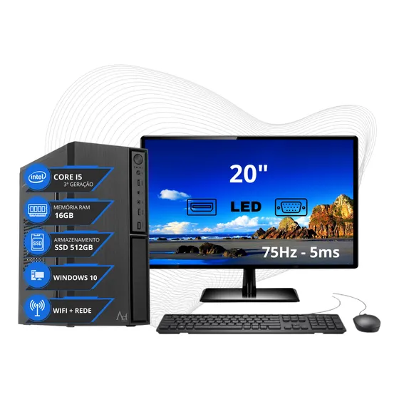 Computador Completo I5 16gb Ssd 512gb Monitor Mouse Teclado