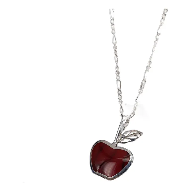 Colgante Manzana De Coral En Plata Fina