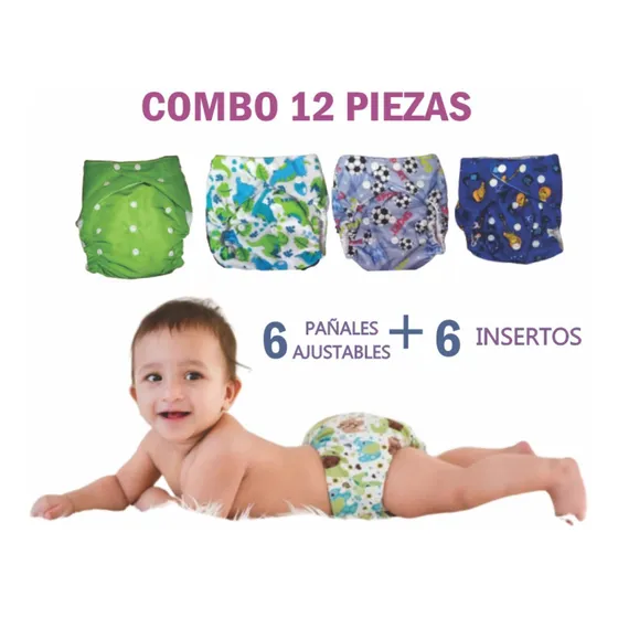Kit 6 Pañales Ecológicos Reutilizables Premium + 6 Insertos 