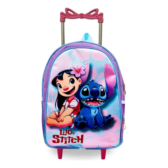 Mochila Feminina Escolar Rodinha Bolsa Infantil Lilo Stitch