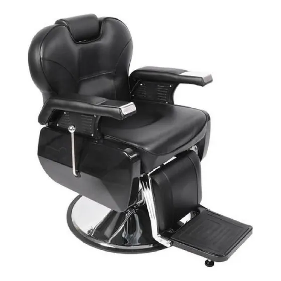 Sillon De Peluqueria Barberia Hidraulico Reclinable Ecocuero Color Negro