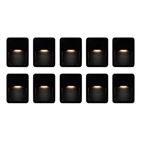 10 Balizador Parede Escada Led 2w Branco Quente Preto 4x2 127/220v
