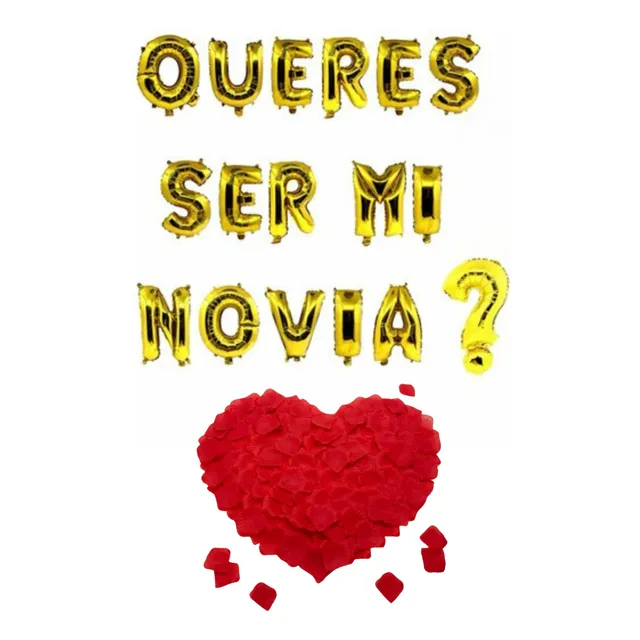 Pack De Globos Queres Ser Mi Novia? 41cm  + 144 Pétalos
