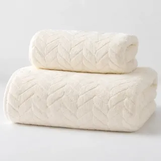 Jogo Toalhas Banho Coral Fleece 70x140 35x75 Branco Liso