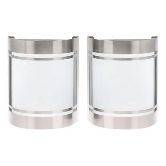 Aplique De Pared Rosada-e X2 Acero E26 2x40w Ip44 Cd206339m Estructura Gris