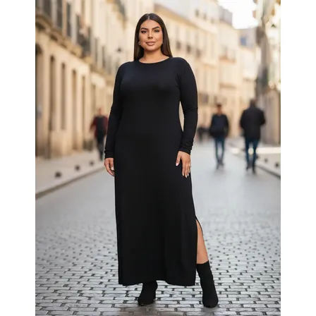 Vestido Longo Plus Size Feminino Manga Longa Moda Evangélica