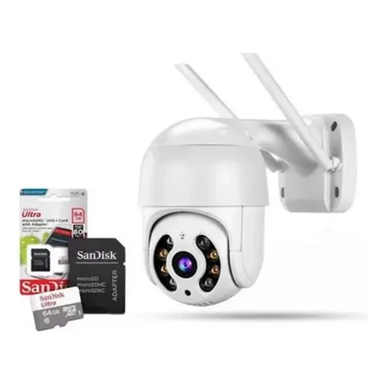 Câmera Segurança Wifi A8 + Cartão 64gb Grava 24h Via Celular