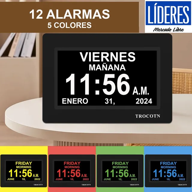 Reloj Multi Alarma Numeros Grandes Con Recordatorios
